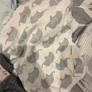 Gray and White Elephant Print Blanket